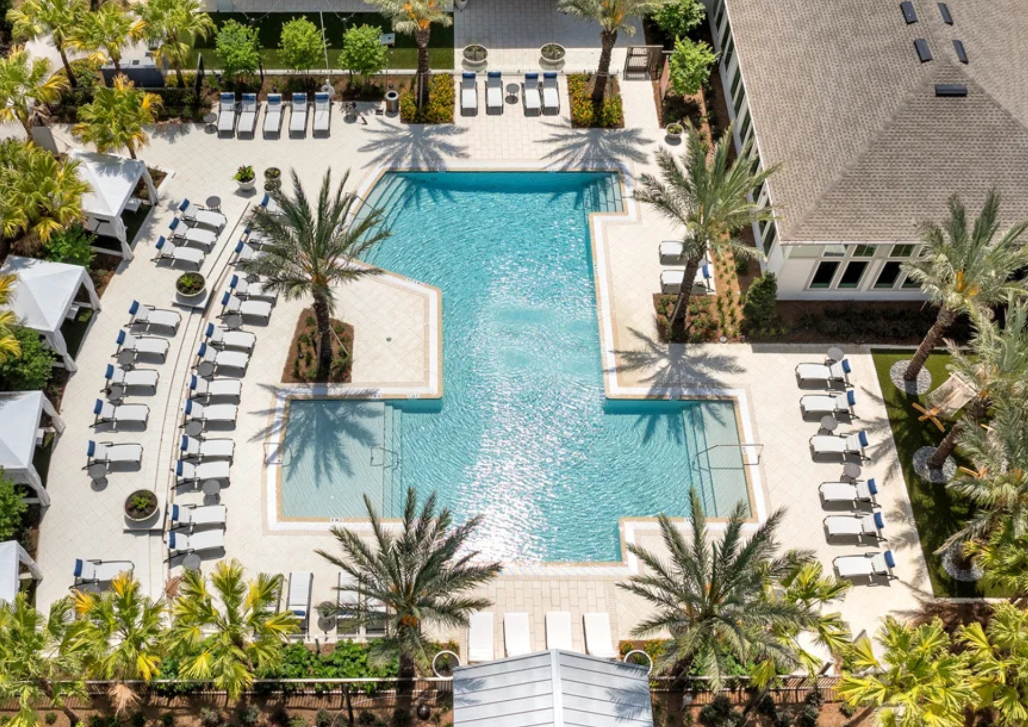 Aerial view of luxury residential swimming pool in Southwest Florida